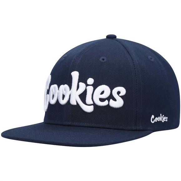 NEW COOKIES men's original mint twill snapback cap in navy/white - Picture 1 of 4